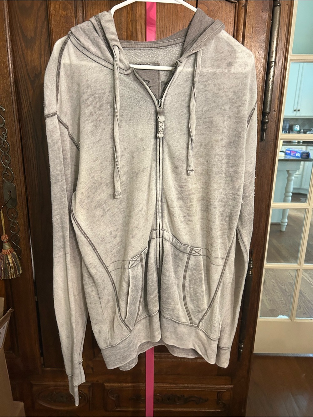 Helix Light Gray Men's Zip-Up Hoodie
